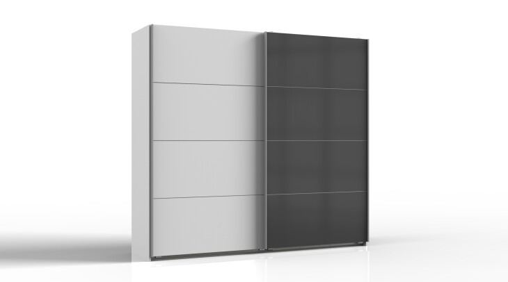 Dreh-/Schwebetürenschrank >Valencia< in Weiß - 225x210x65cm (BxHxT)