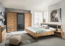 Dreh-/Schwebetürenschrank >Valencia< in Plankeneiche-Nachbildung