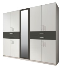 Dreh-/Schwebetürenschrank >Taiga< (B/H/T: 225x208x58 cm) in Weiß
