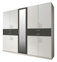Dreh-/Schwebetürenschrank >Taiga< (B/H/T: 225x208x58 cm) in Weiß