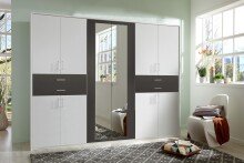 Dreh-/Schwebetürenschrank >Taiga< (B/H/T: 270x208x58 cm) in Weiß