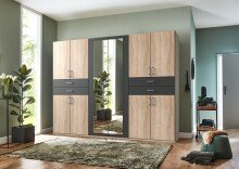 Dreh-/Schwebetürenschrank >Taiga< (B/H/T: 270x208x58 cm) Eiche-sägerau