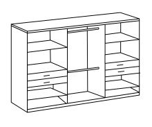 Dreh-/Schwebetürenschrank >Taiga< (B/H/T: 270x208x58 cm) Eiche-sägerau