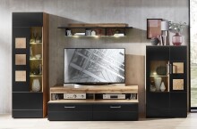 Wohnwand >Sidonia< in Eiche Altholz - 340x208x52cm...