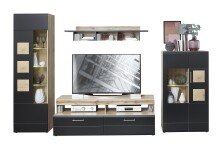 Wohnwand >Sidonia< in Eiche Altholz - 340x208x52cm (BxHxT)