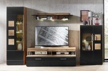 Wohnwand >Sidonia< in Eiche Altholz - 340x208x52cm...