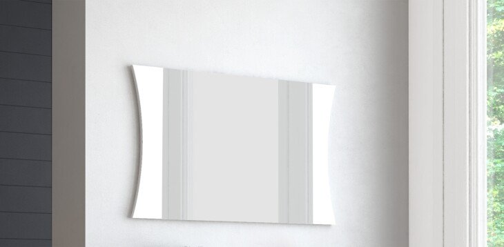 Wandspiegel >Arona< in Weiß-Hochglanz - 110x60x2cm (BxHxT)