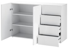 Sideboard >Arona< in Weiß Hochglanz - 124x81x40cm (BxHxT)
