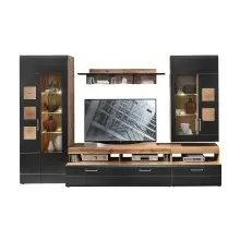 Wohnwand >Sidonia< in Eiche Altholz - 330x208x52cm...