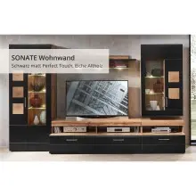 Wohnwand >Sidonia< in Eiche Altholz - 330x208x52cm...