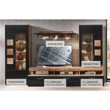 Wohnwand >Sidonia< in Eiche Altholz - 330x208x52cm (BxHxT)