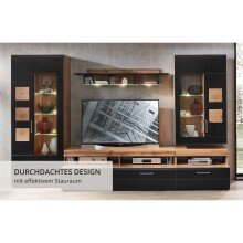 Wohnwand >Sidonia< in Eiche Altholz - 330x208x52cm (BxHxT)