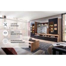 Wohnwand >Sidonia< in Eiche Altholz - 330x208x52cm (BxHxT)