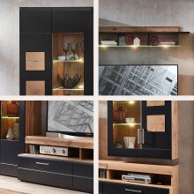 Wohnwand >Sidonia< in Eiche Altholz - 330x208x52cm (BxHxT)
