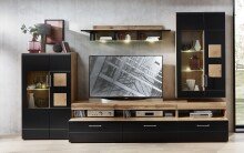 Wohnwand >Sidonia< in Eiche Altholz - 330x208x52cm (BxHxT)