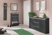 Wandspiegel >Magione< in Anthrazit Hochglanz - 60x60x2cm (BxHxT)