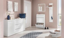 Schuhschrank >Magione< in Weiß Hochglanz - 60x108x26.5cm (BxHxT)