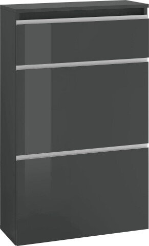 Schuhschrank >Magione< in Anthrazit Hochglanz - 60x108x26.5cm (BxHxT)