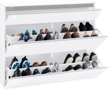 Schuhschrank >Magione< in Weiß Hochglanz - 121x108x26.5cm (BxHxT)