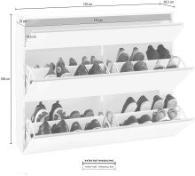 Schuhschrank >Magione< in Weiß Hochglanz - 121x108x26.5cm (BxHxT)