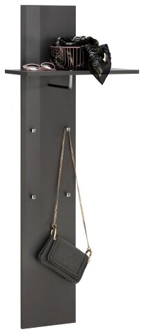Garderobenpaneel >Magione< in Anthrazit Hochglanz - 50x140x27cm (BxHxT)