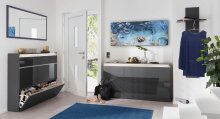 Garderobenpaneel >Magione< in Anthrazit Hochglanz - 50x140x27cm (BxHxT)