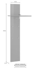 Garderobenpaneel >Magione< in Anthrazit Hochglanz - 50x140x27cm (BxHxT)