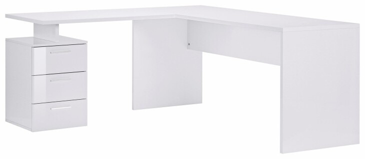 Schreibtisch >Novara< in Weiß-Hochglanz - 160x75x180cm (BxHxT)