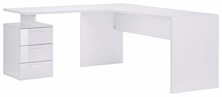Schreibtisch >Novara< in Weiß-Hochglanz - 160x75x180cm (BxHxT)