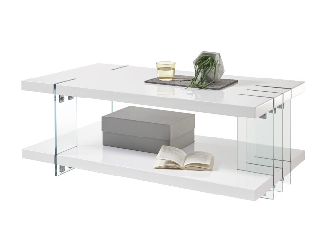 Couchtisch >Dallas< (B/H/T: 110x40x60 cm) in weiß,Glas - 110x40x60 (BxHxT)