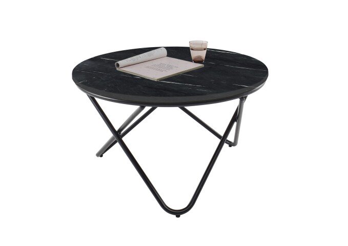 Beistelltisch >Baku< (B/H/T: 80x46x80 cm) in schwarzer Marmor, schwarz