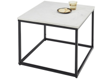Beistelltisch >Samy< (B/H/T: 60x46x60 cm) in weißer Marmor, schwarz
