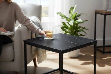Beistelltisch >Samy< (B/H/T: 60x46x60 cm) in schwarzer Marmor, schwarz