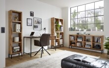 Schreibtisch >Hapur< (B/H/T: 140x79x60 cm) in Akazie massiv, schwarz