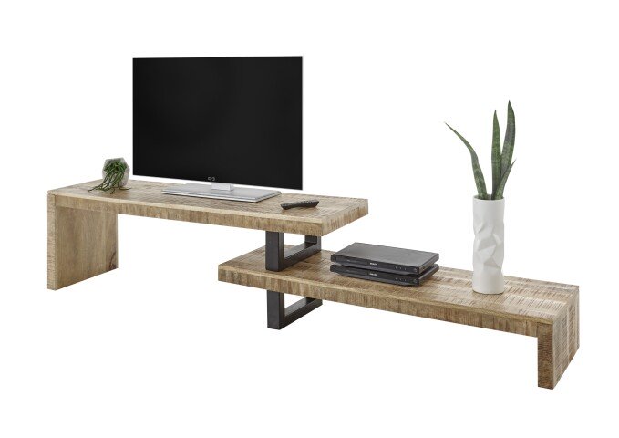 TV-Regal >Beed< (B/H/T: 140x45x40 cm) in Mango, schwarz - 140x45x40 (BxHxT)
