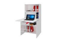 Sekretär >Desenzano< in Weiß Hochglanz - 70x140x35cm (BxHxT)