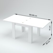 Esstisch >Jesolo< in Weiß Hochglanz - 90x75x90cm (BxHxT)