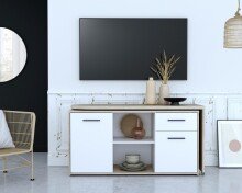 Beistellschrank >Alwernia< in Sonoma-Eiche - 144x74.1x50cm (BxHxT)