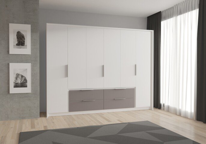 Drehtürenschrank >Lek< in Weiß - 269.7x210.5x60cm (BxHxT)