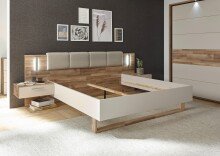 Bett >Carlynn< in Champagner - 306x100x208.2cm (BxHxT)