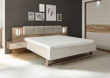 Bett >Carlynn< in Champagner - 306x100x208.2cm (BxHxT)
