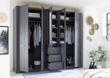Drehtürenschrank >Edda< in Graphit - 266x226x59cm (BxHxT)