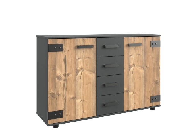 Kombikommode >Stockholm I< (B/H/T: 130x83x41 cm) in braun - 130x83x41cm (BxHxT)