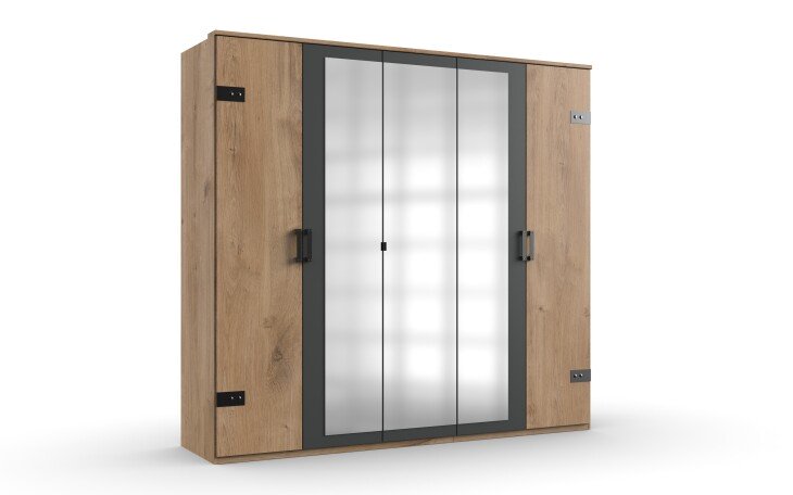 Dreh-/Schwebetürenschrank >Stockholm I< (B/H/T: 225x210x58 cm) in braun