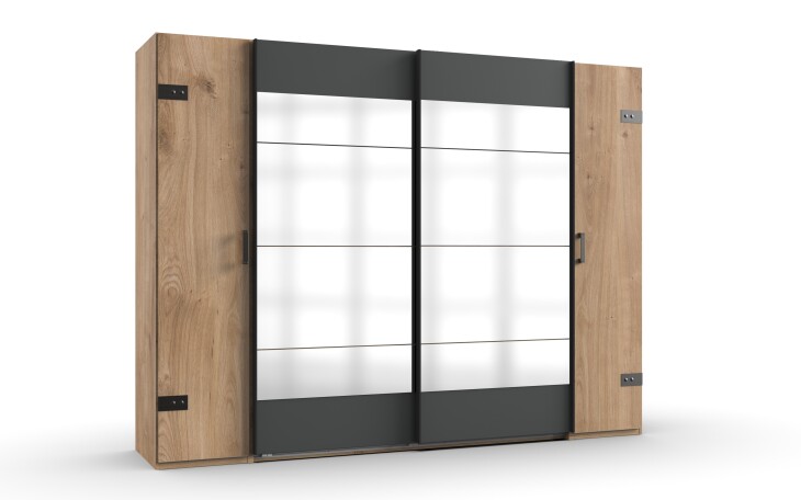 Dreh-/Schwebetürenschrank >Stockholm I< (B/H/T: 272x210x65 cm) in braun