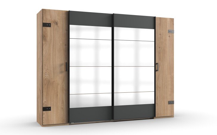 Dreh-/Schwebetürenschrank >Stockholm I< (B/H/T: 272x210x65 cm) in braun