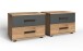 Nachtschrank >Stockholm I< 2er-Set, 2 Schübe, Planken-Eiche Dekor / graphit - 52x40x38cm (BxHxT)