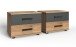 Nachtschrank >Stockholm I< 2er-Set, 2 Schübe, Planken-Eiche Dekor / graphit - 52x40x38cm (BxHxT)