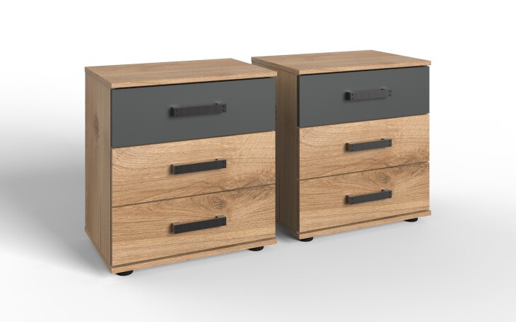 149,95 € braun 52, - I< (B/H/T: in 2er-Set Nachtschrank 52x58x38 >Stockholm cm)