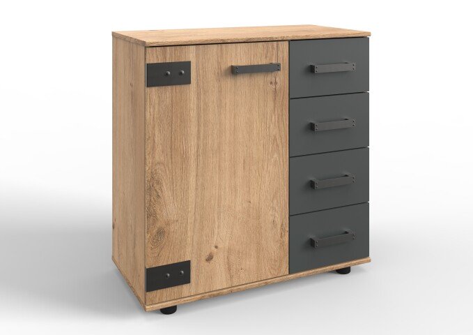 Kombikommode >Stockholm I< (B/H/T: 81x83x41 cm) in braun - 81x83x41cm (BxHxT)
